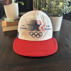 Vintage Olympics Hat Cap Snap Back 1984 Los Angeles Games USA Trucker Mens 80s